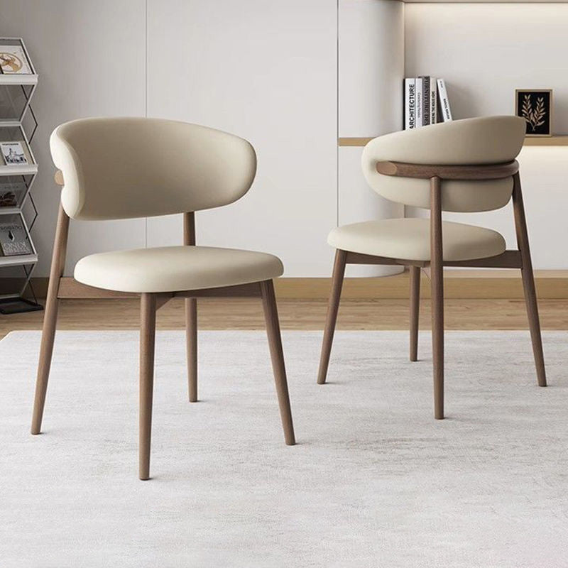 Nordic Leather Metal Dining Chair - Khaki