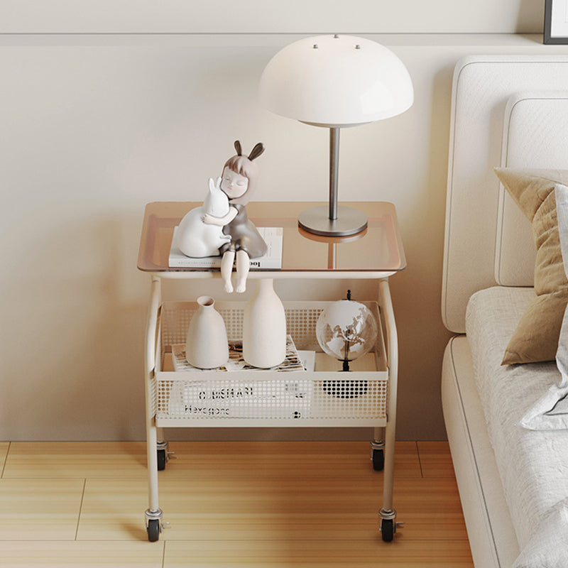 Scandinavian Iron Tempered Glass End Table — Orange