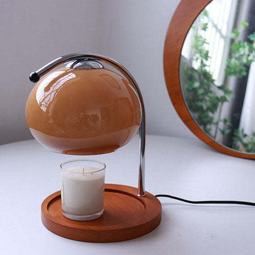 Vintage Glass Dome Solid Wood Melting Wax Table Lamp