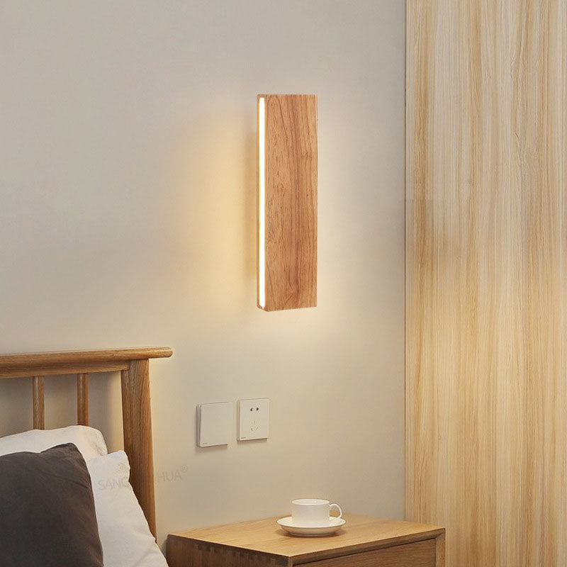 Lighom rectangular log acrylic wall sconces for hallway — Small (12"H / Warm White (3000K) / 220V-240V (UK/AU)