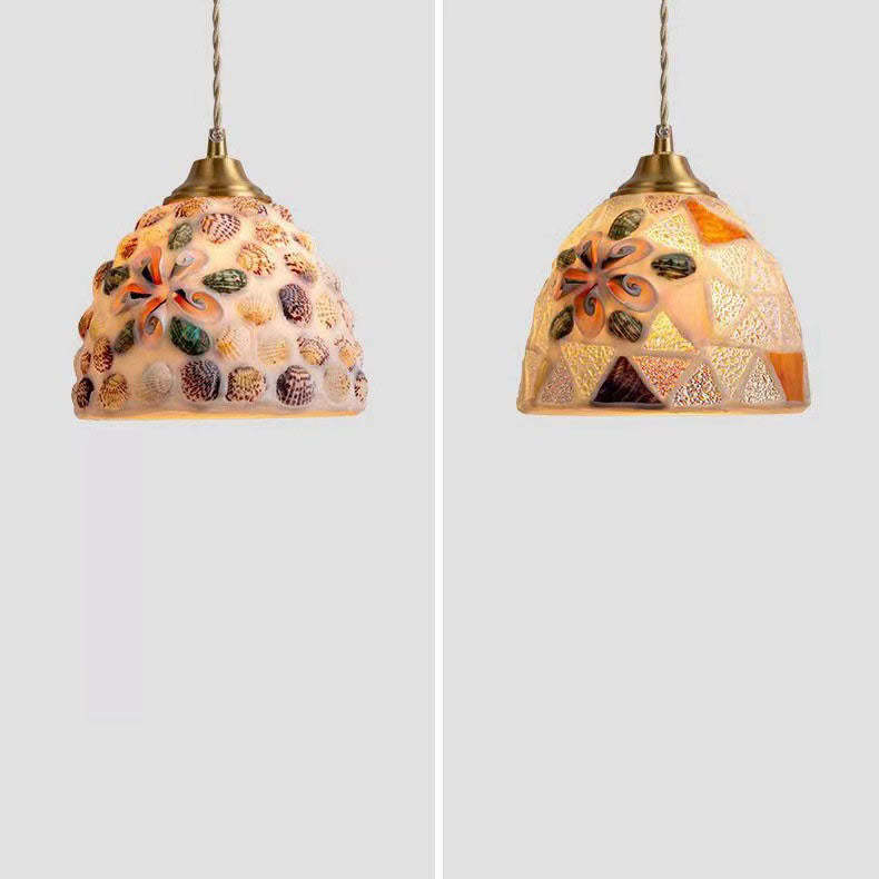 Tiffany Shell Stained Glass Semicircle Pendant Light