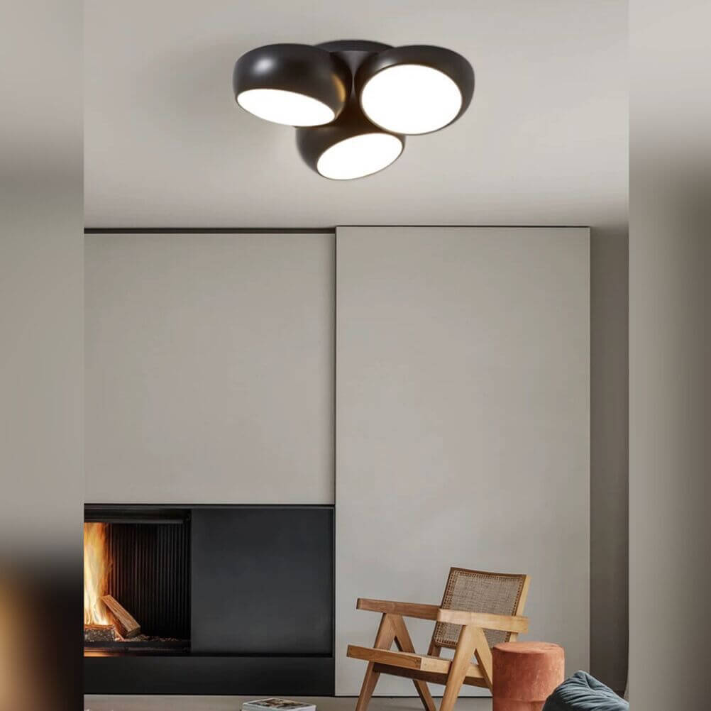 Lighom minimalist round semi-flush black semi-flush mount light in iron — Matte Black / 2-Light / 220V-240V (UK/AU)