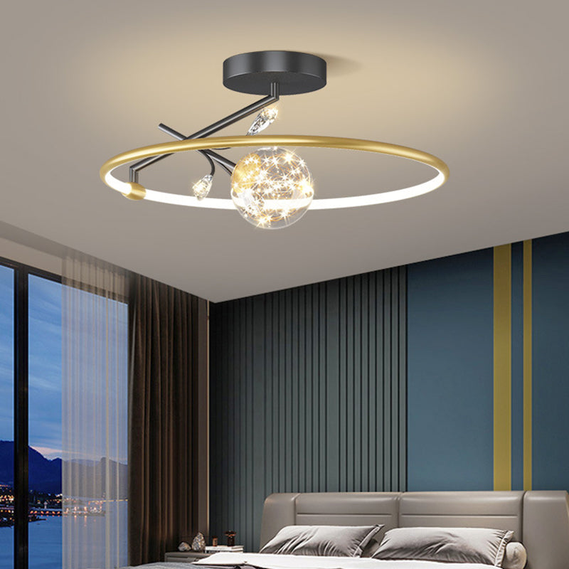 Modern Art Deco Iron Ring Star LED Pendant