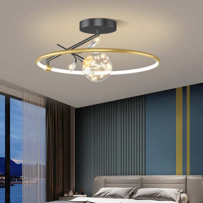 Modern Art Deco Iron Ring Star LED Pendant