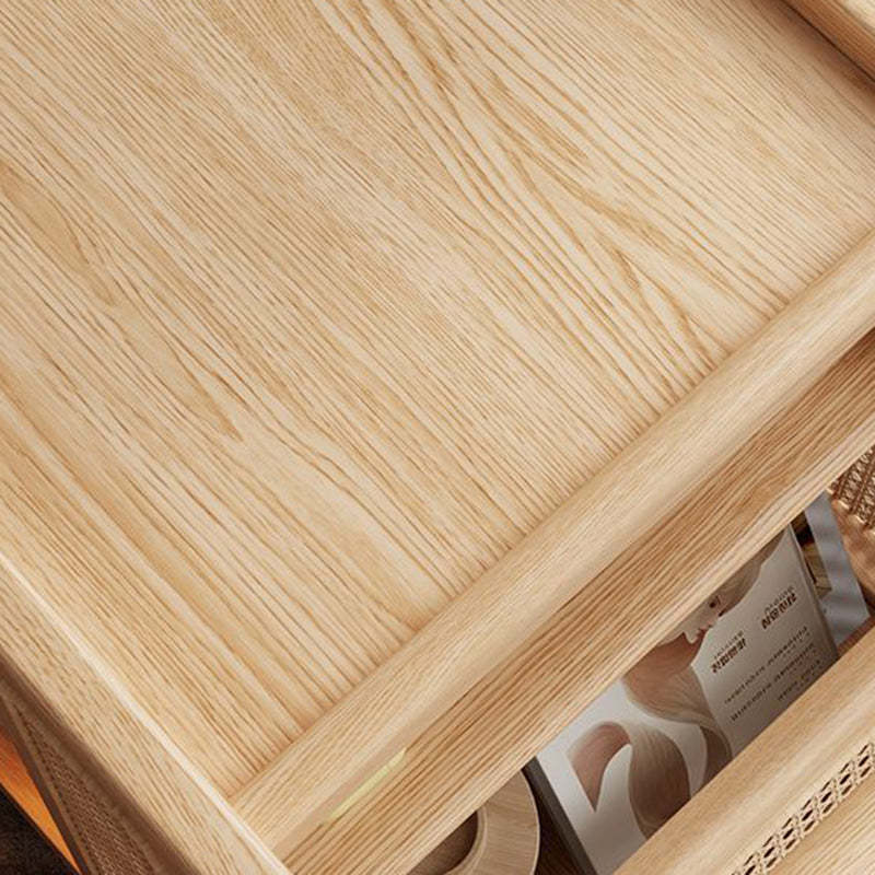 Retro Solid Wood 3-Tier Movable End Table