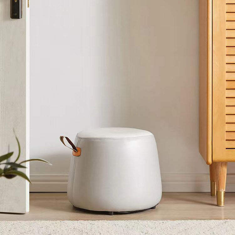 Contemporary Cylinder Fabric Pouf Stool — Short - Black