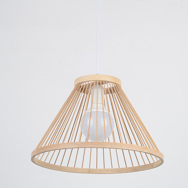 Japanese Zen Bamboo Semi-Conical Pendant Light