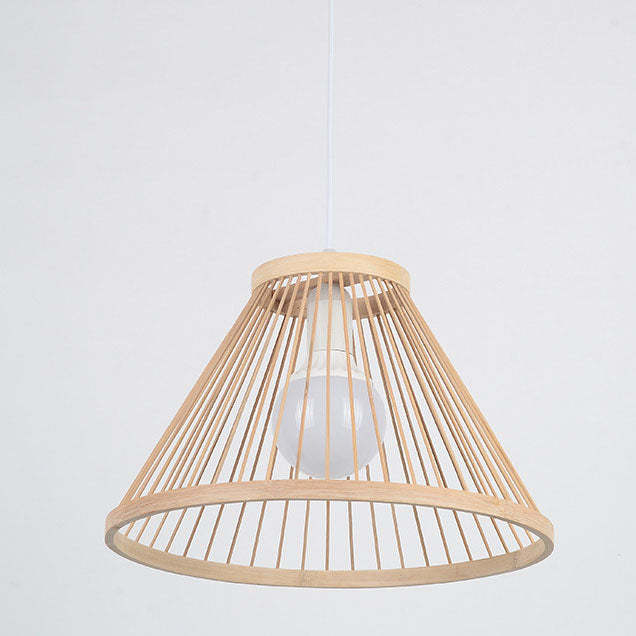 Japanese Zen Bamboo Semi-Conical Pendant Light