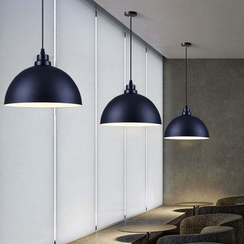 Industrial Iron Dome Pot Lid Pendant Light