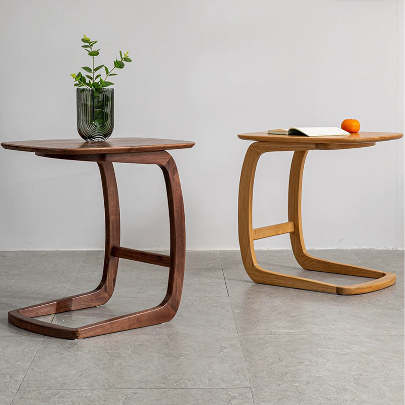 Nordic C-Shape Walnut Ash Wood End Table — Walnut - Walnut Color