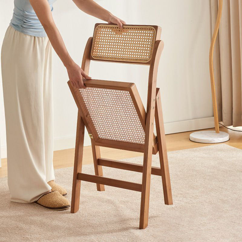 Minimalist Foldable Rattan Wood Dining Chair