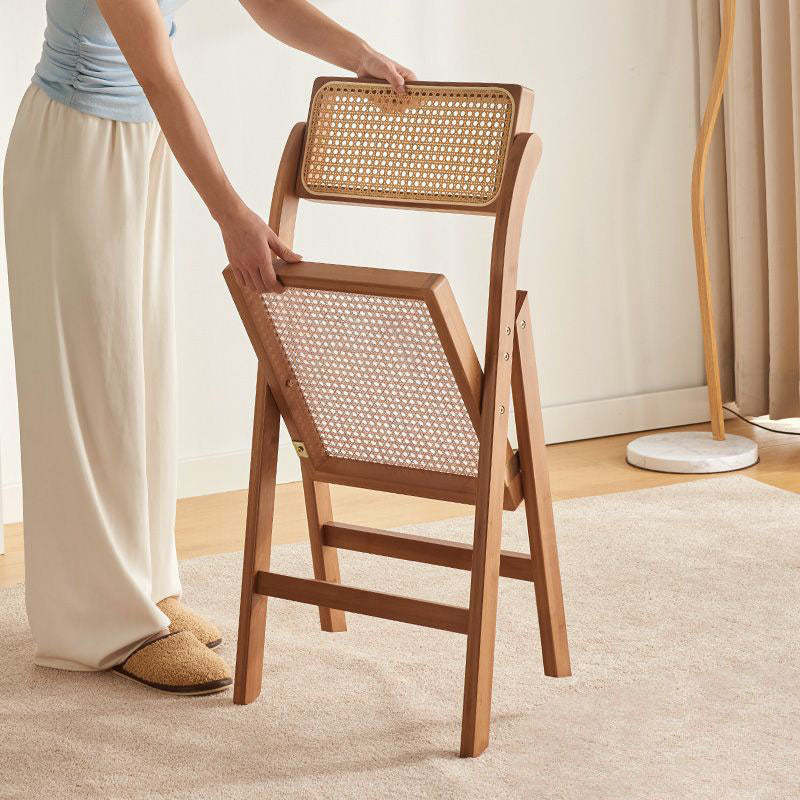 Minimalist Foldable Rattan Wood Dining Chair