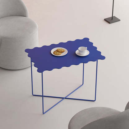Contemporary Square Wave Iron Coffee Table — Rectangular