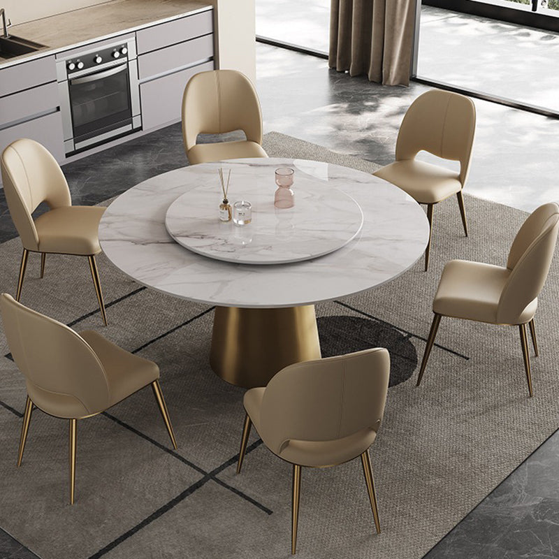 Nordic Curved Upholstered Leather Steel Dining Chair