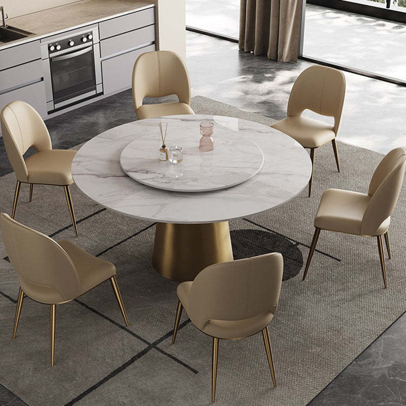 Nordic Curved Upholstered Leather Steel Dining Chair