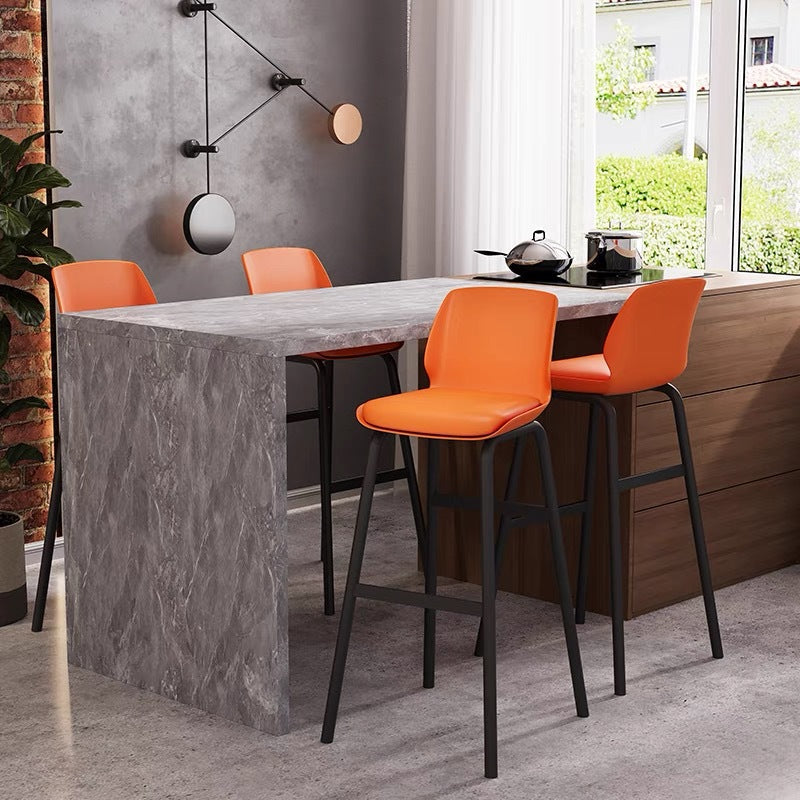 Nordic Square Leather Iron Plastic Bar Stool