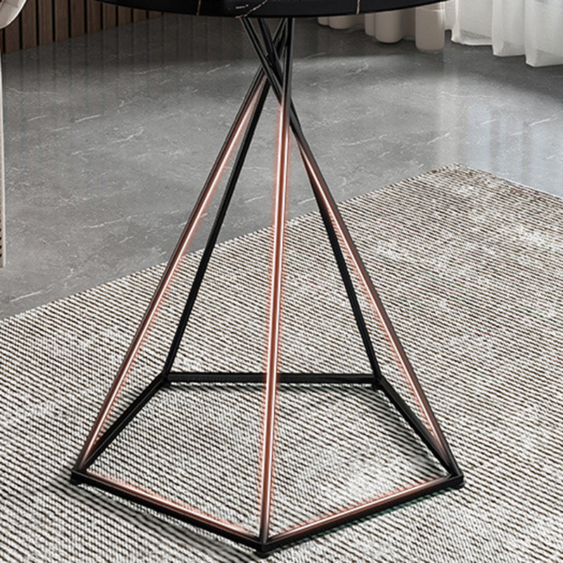 Eclectic Round Iron Rock Slab Coffee Table
