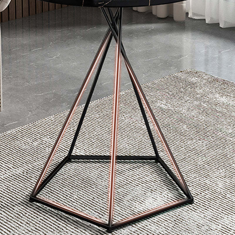Eclectic Round Iron Rock Slab Coffee Table