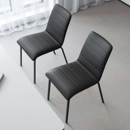 Minimalist Striped Leather Steel Dining Chair