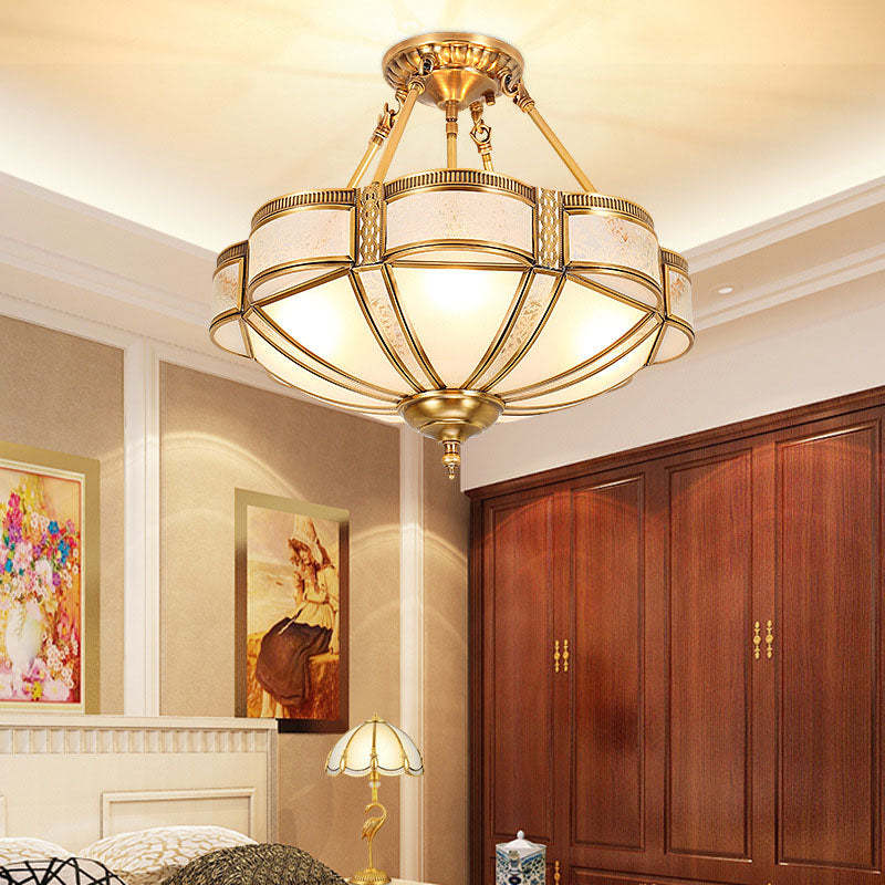 European Floral Copper Glass 3/4/6-Light Flush Mount