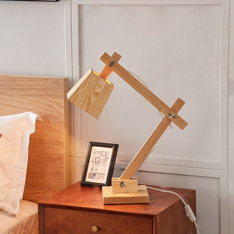 Japanese Solid Wood Trapezoidal Adjustable Lamp