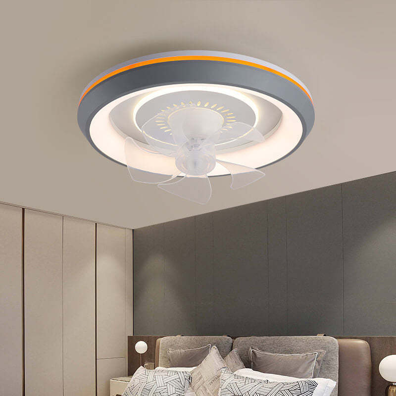Minimalist Round Swing Inverter LED Flush Mount Fan Light