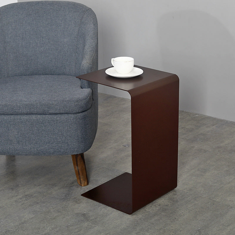 Minimalist C-Shape Iron Coffee Table — White