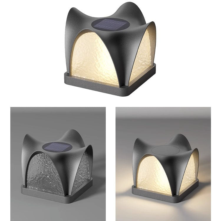 Art Deco Solar Curve Cube LED Outdoor Landscape Light