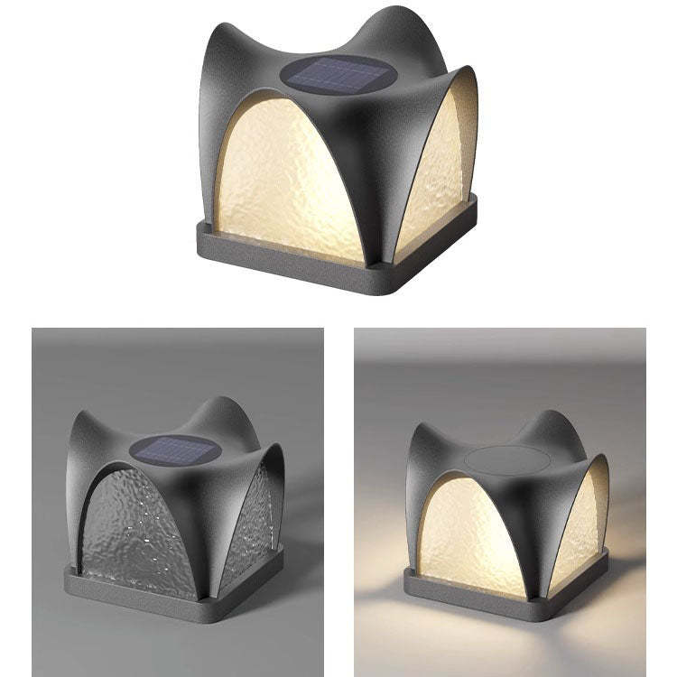 Art Deco Solar Curve Cube LED Outdoor Landscape Light