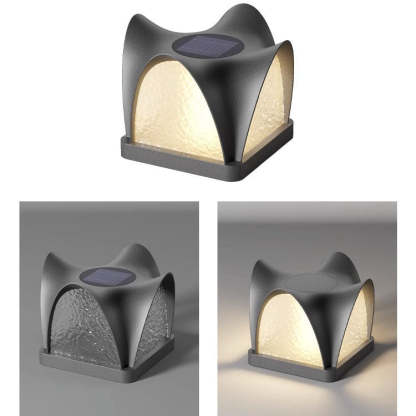 Art Deco Solar Curve Cube LED Outdoor Landscape Light