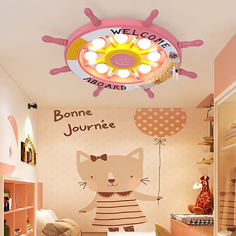 Cartoon Plastic Sailboat LED Flush Mount Light
