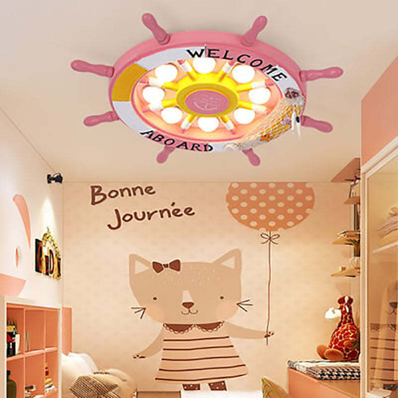 Cartoon Plastic Sailboat LED Flush Mount Light