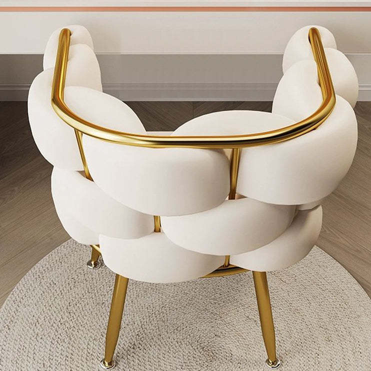 Cream Bubble Velvet Metal Vanity Stool