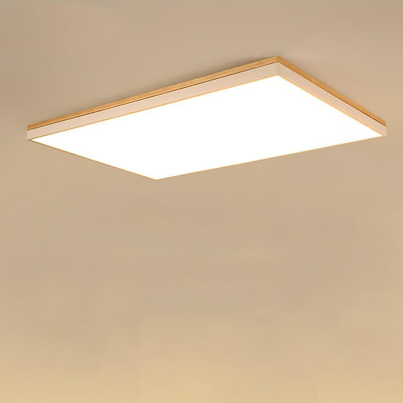 Nordic Solid Wood Square Rectangle LED Flush Ceiling Light