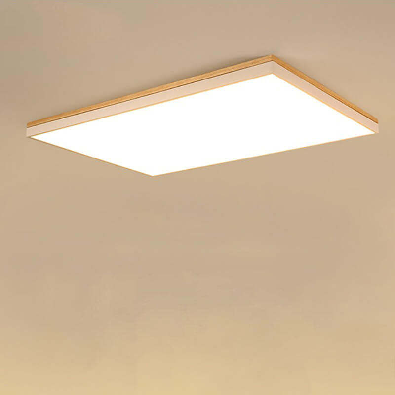 Nordic Solid Wood Square Rectangle LED Flush Ceiling Light