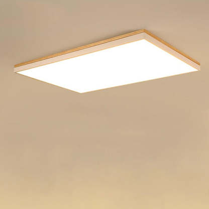 Nordic Solid Wood Square Rectangle LED Flush Ceiling Light