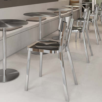 Minimalist Stainless Steel Four-Leg Chair