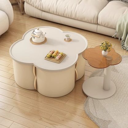 Nordic Flower Shape Engineered Wood Wood Coffee Table