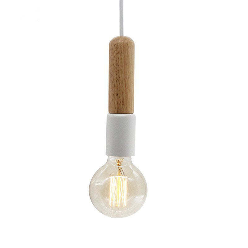 Nordic Minimalist Solid Wood Cylinder Pendant Light