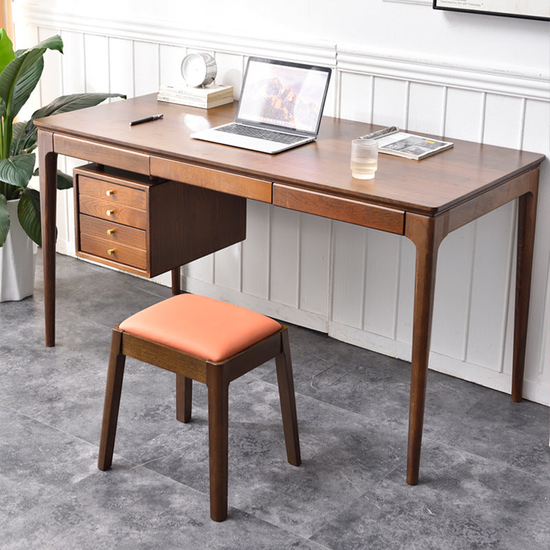 Wood leather wood vanity stools - minimalist