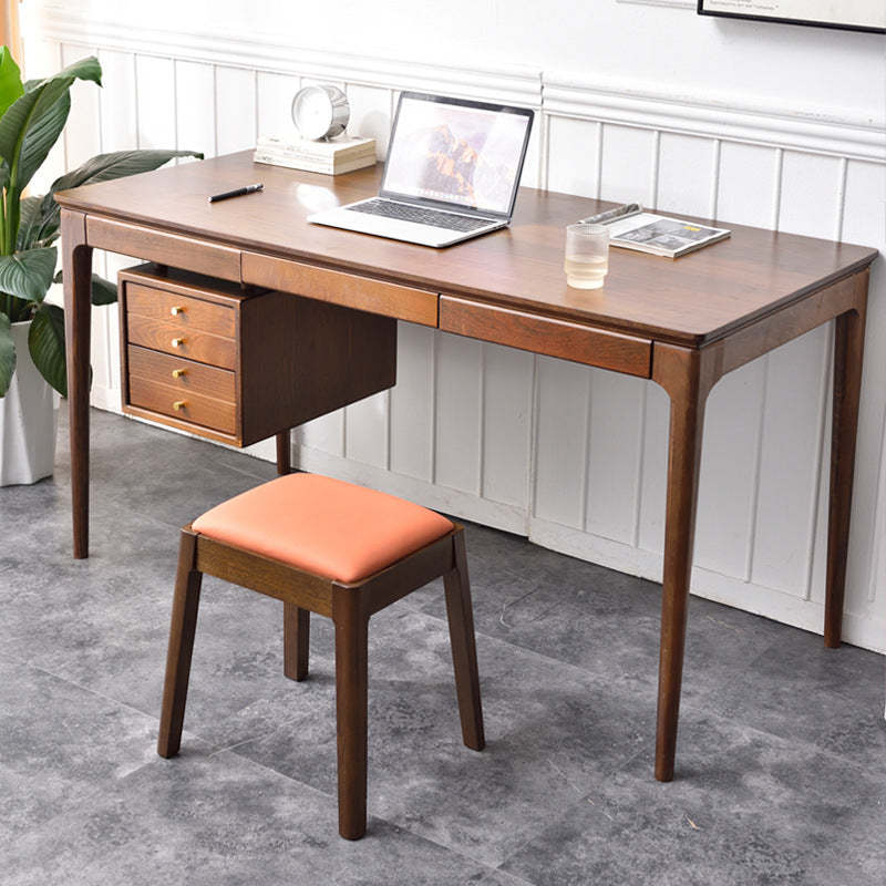 Minimalist Wood Leather Vanity Stool