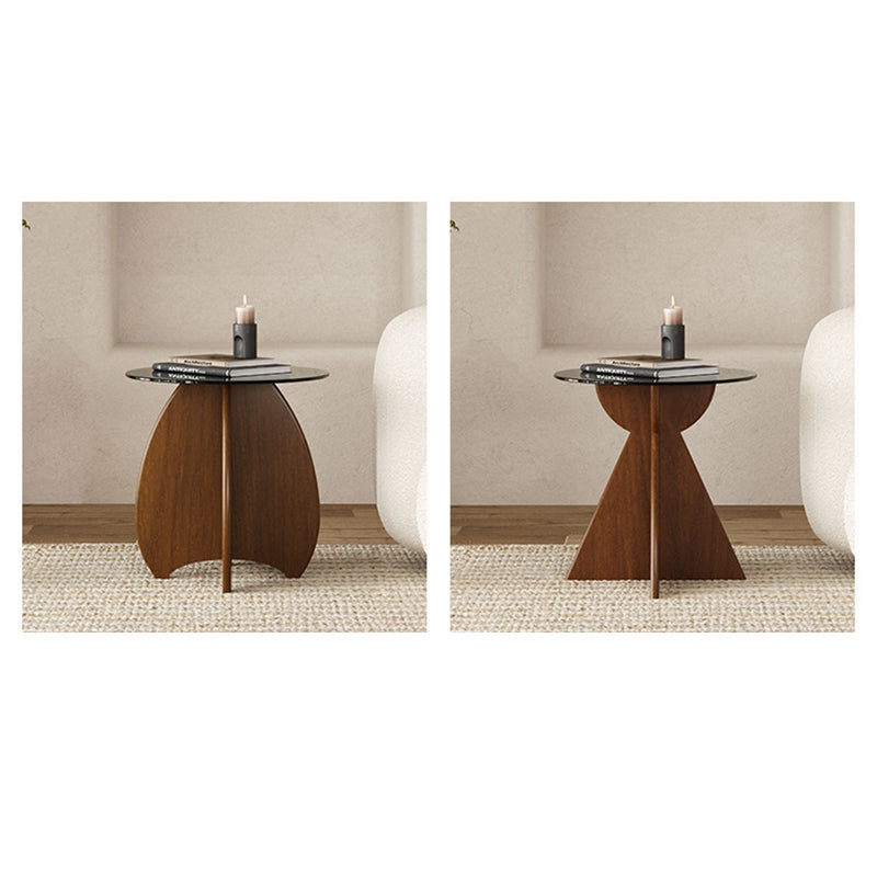 Nordic Cross-Leg Glass Pine Side Table