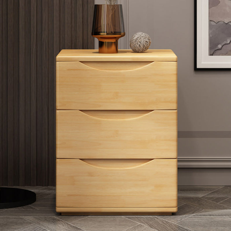 Traditional Japanese Rubber Wood Nightstand 2/3-Drawer