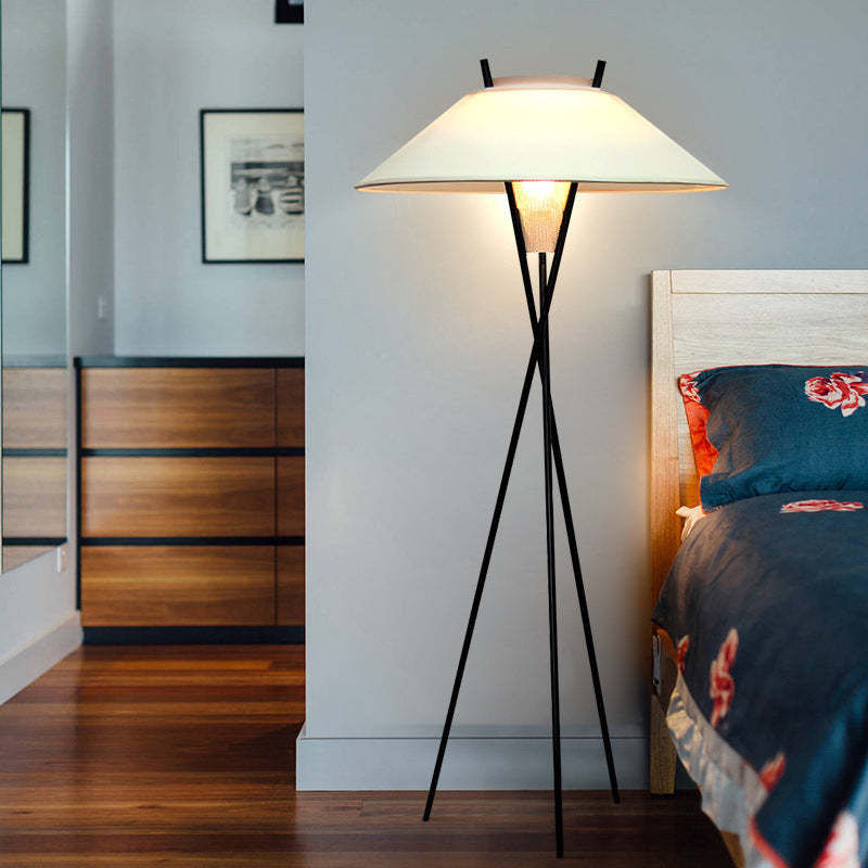 Semi-Tapered Fabric Iron Tripod Floor Lamp