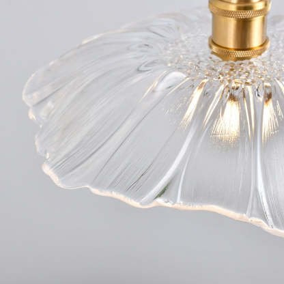 Nordic Vintage Clear Glass Flower Brass Pendant