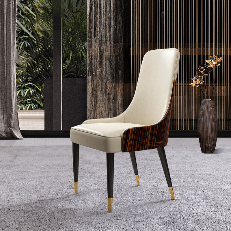 Nordic Leather Wood Steel Dining Chair