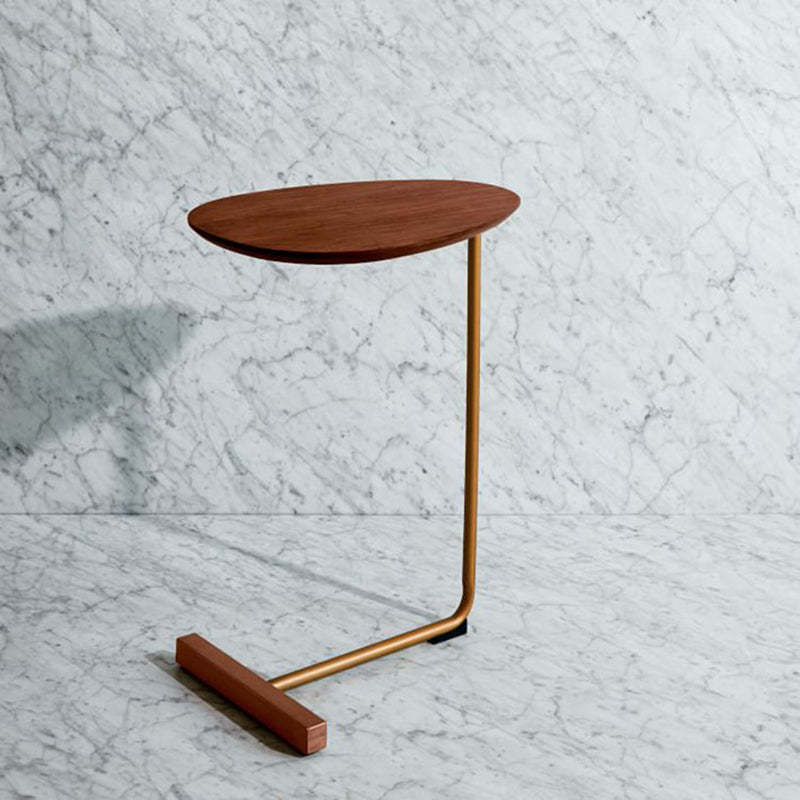 Contemporary Oval Wood Iron 2-Tier End Table