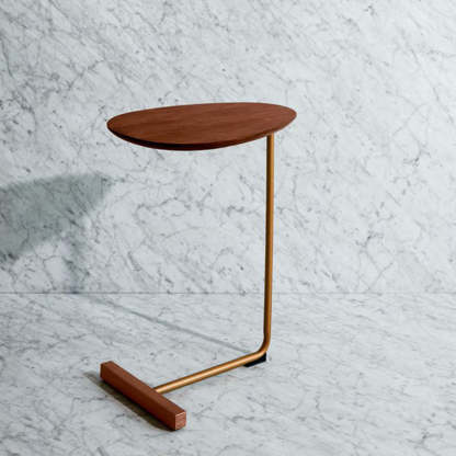 Contemporary Oval Wood Iron 2-Tier End Table