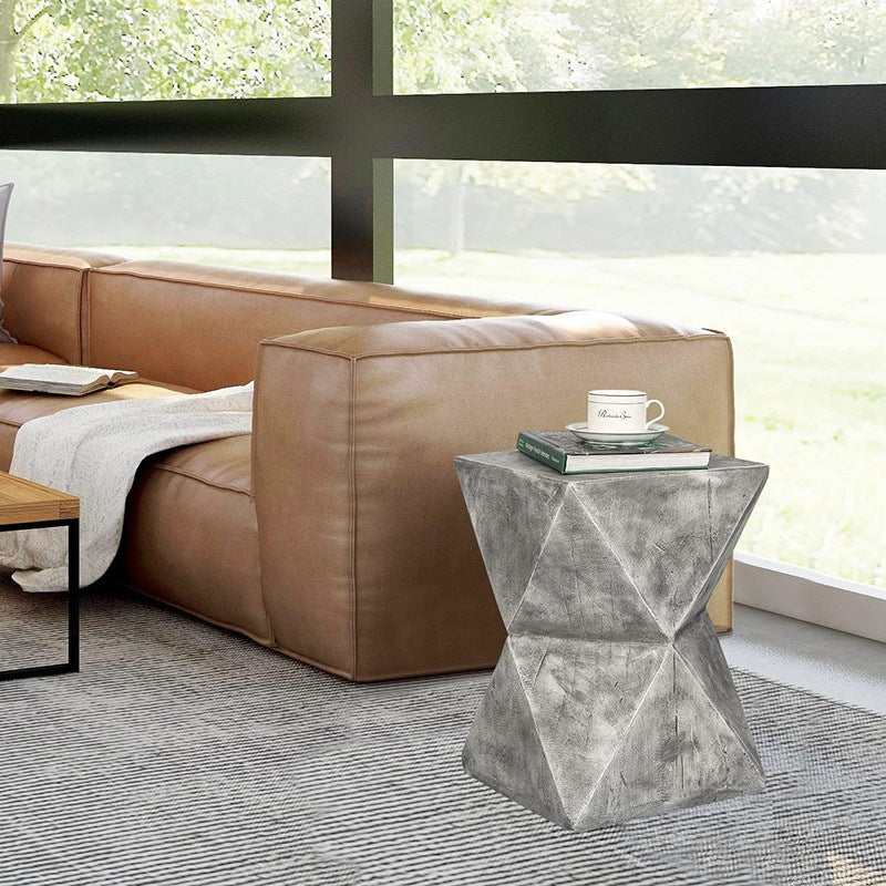 Gray leather linen wood end magnesium end & side tables - nordic