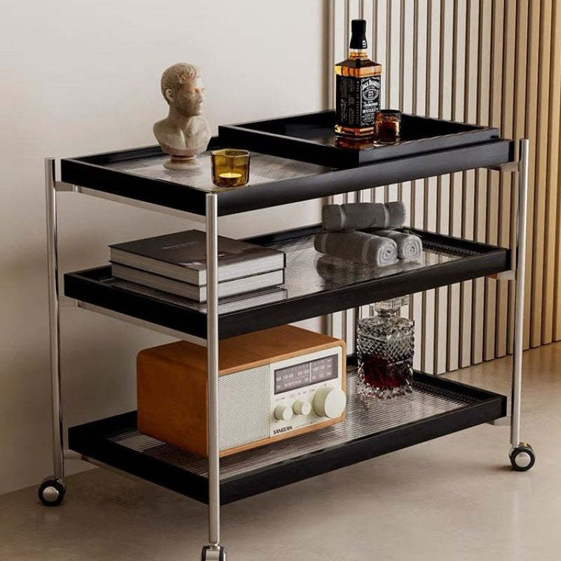 Minimalist Steel Glass Wood End Table